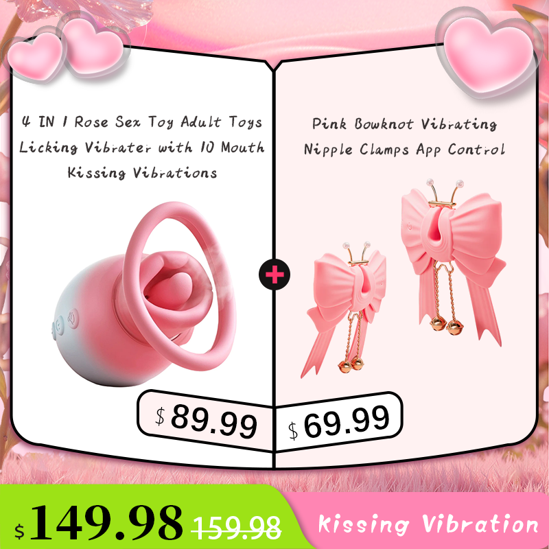 4 IN 1 Rose Sex Toy Adult Toys Licking Vibrater with 10 Mouth Kissing Vibrations