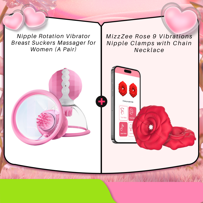 Nipple Rotation Vibrator Breast Suckers Massager for Women (A Pair)