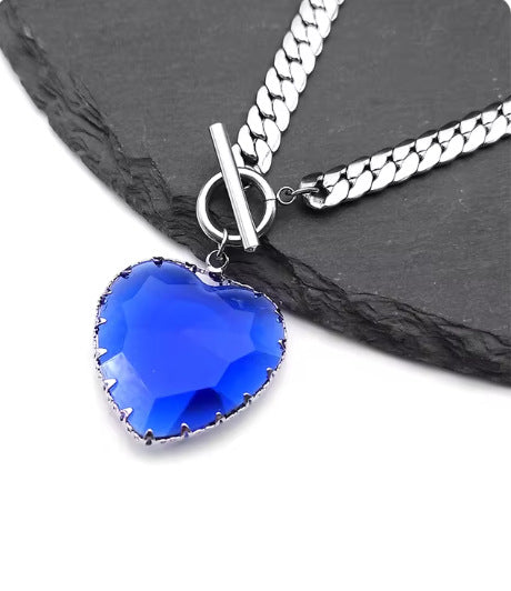 Red Heart Pendant Necklace Choker