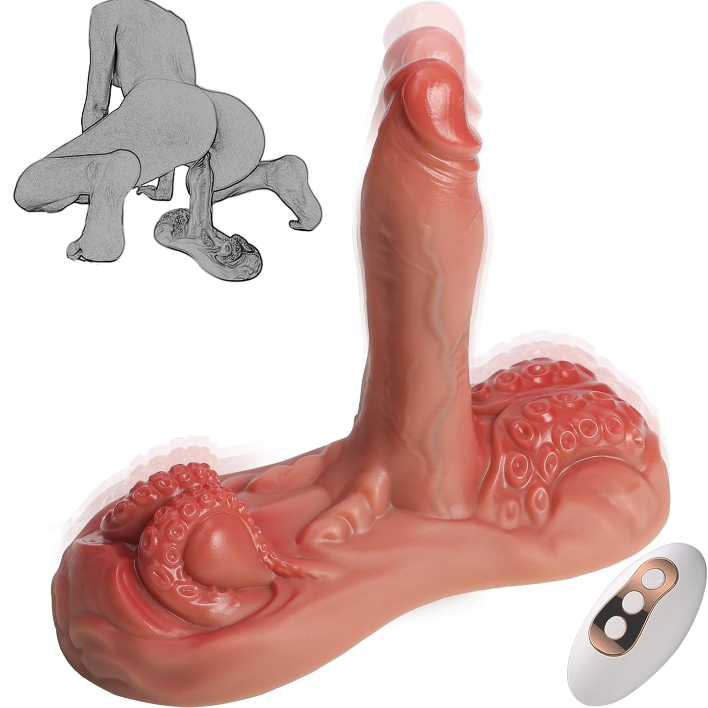 4 in 1 Sit and Ride Monster Dildo Vibrator with Remote Control