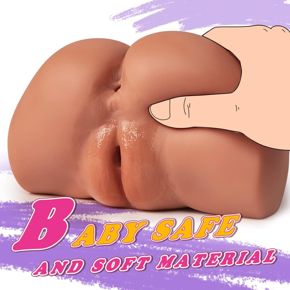 4.1Lb 2-in-1 Realistic Brown Big Ass Male Pocket Pussy with Virgin Tight Labia and Anus