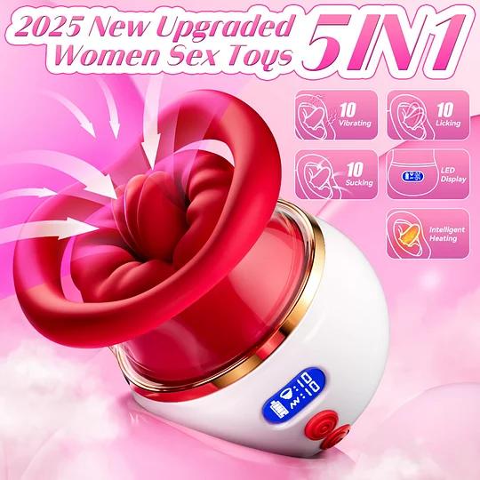 LCD Oral Sex Simulator Sucking & Licking Vibrator with Heating 3-in-1