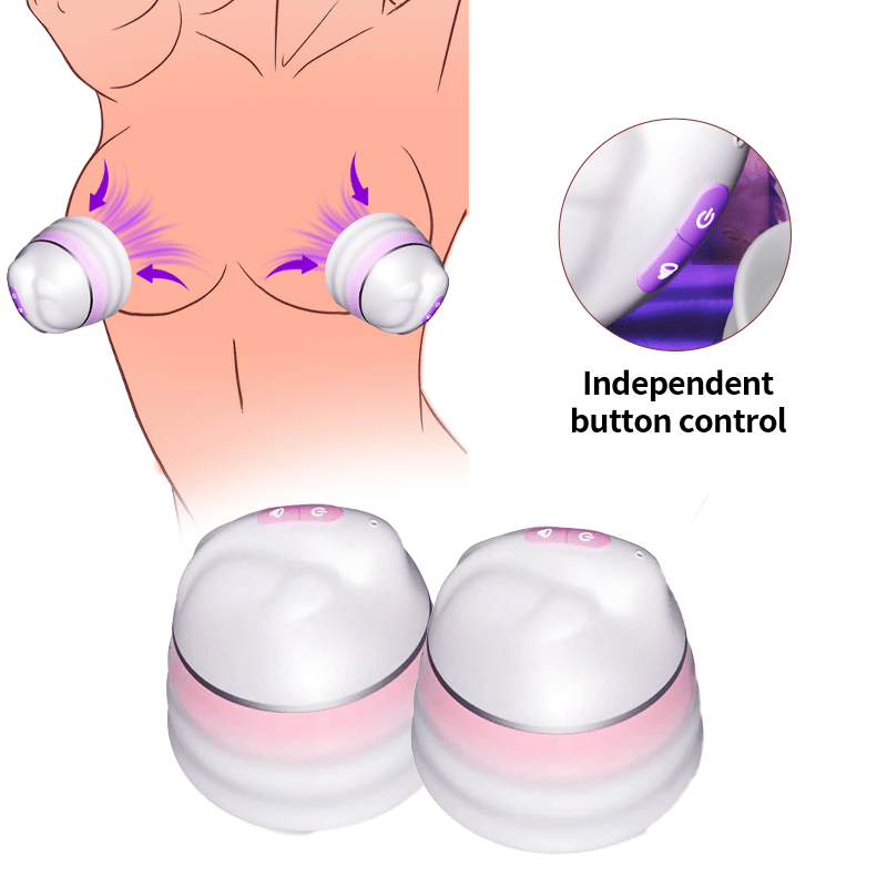 Angel 5 Vacuum Suction 10 Vibration Breast Massagers With Remote (A Pair)