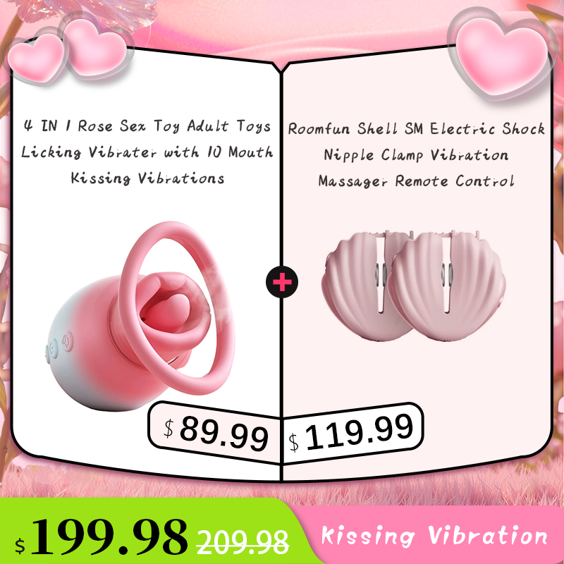4 IN 1 Rose Sex Toy Adult Toys Licking Vibrater with 10 Mouth Kissing Vibrations