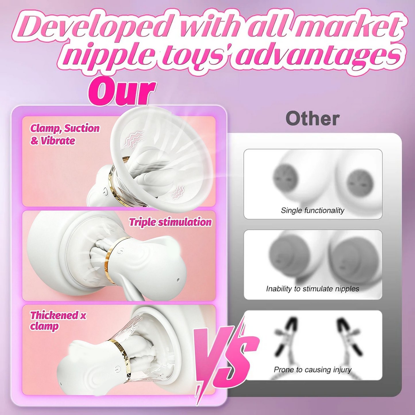 Hand - Pinch Breast Nipple Clamp Massager (A Pair)