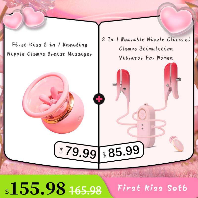First Kiss 2 in 1 Kneading Nipple Clamps Breast Massager