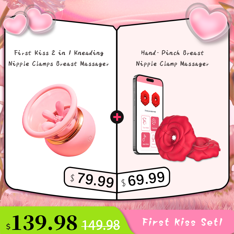 First Kiss 2 in 1 Kneading Nipple Clamps Breast Massager