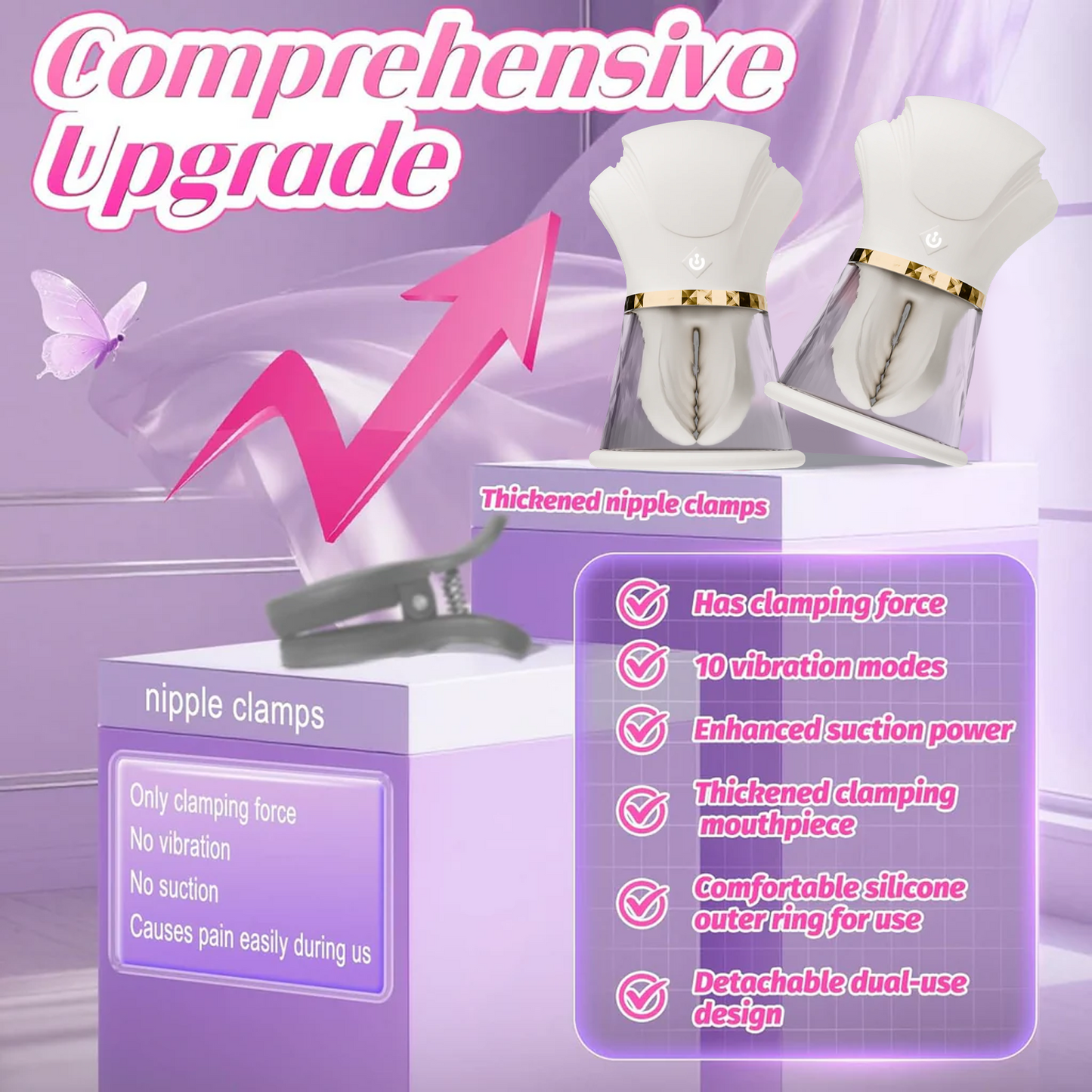 Hand - Pinch Breast Nipple Clamp Massager (A Pair)