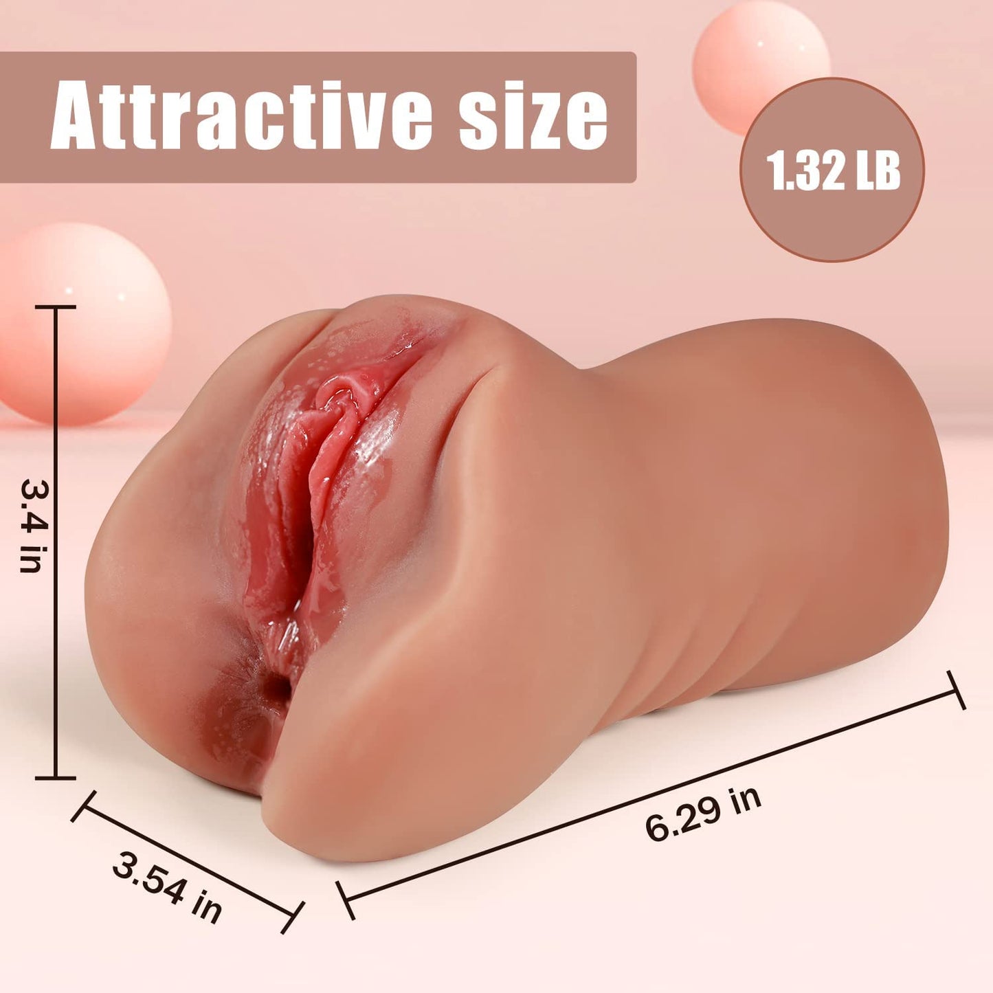 1.32Lb 2-in-1 Male Pocket Pussy with Vagina and Tight Anal
