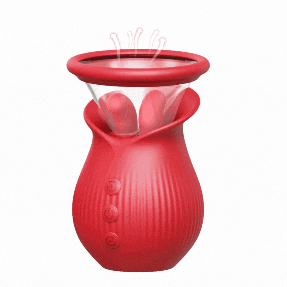 Rose Romeo - 3in1 Rose Sex Toy with 2 Suction Cups Adult Toys Female Clitoral Nipple Vibrators with 10 Licking Sucking Vibrating