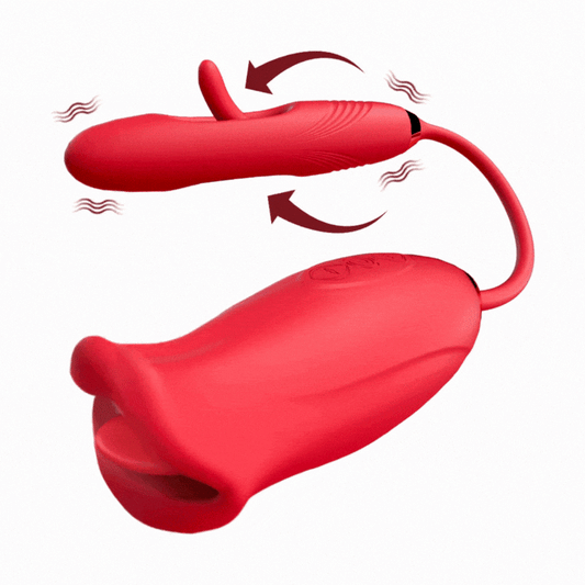 Rose Muncher Lip Tongue Suction Vibrator With Patting Dildo Vibrator