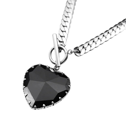 Red Heart Pendant Necklace Choker