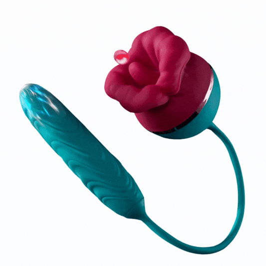 Big Mouth 3in1 Rose shaped Vibrator With 9 Tongue Licking & 6 Thrusting G Spot Dildo