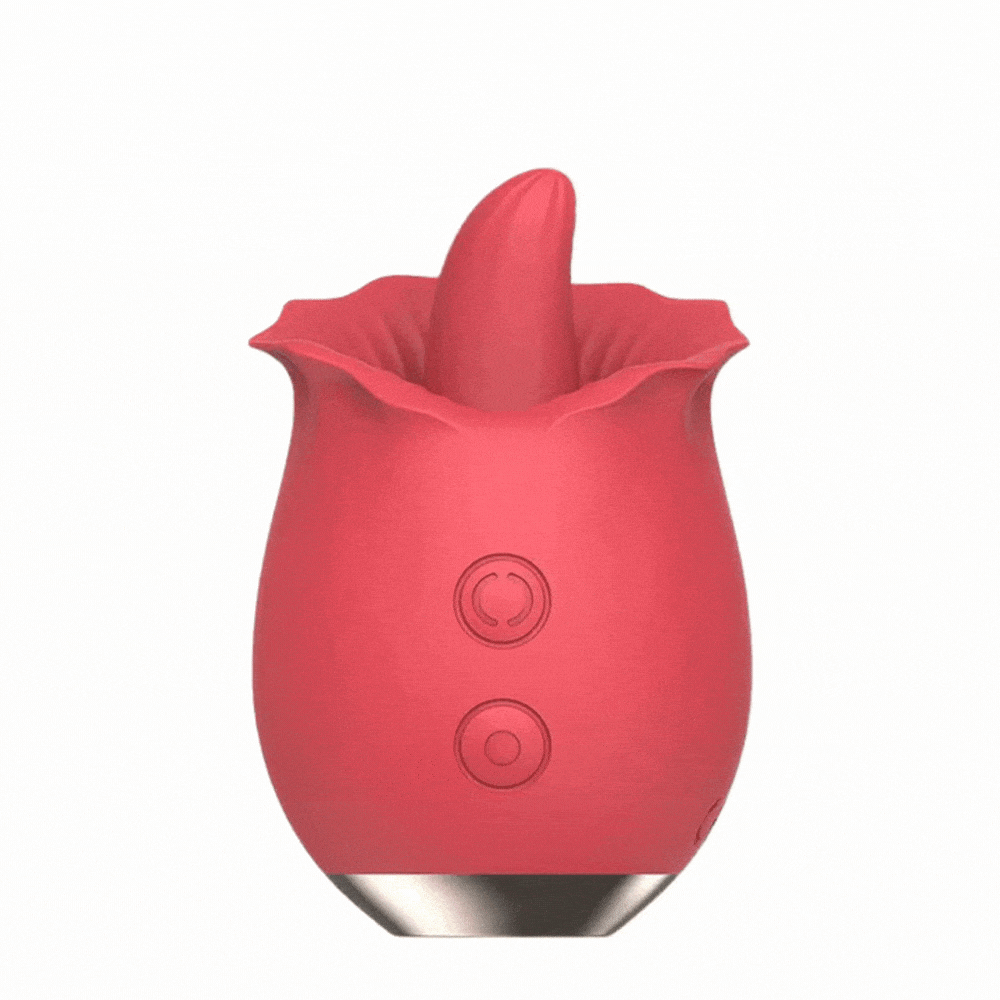 Powerful Rose Toy Vibrator With Tongue Licking Oral Nipple Clit Clitoris Stimulator