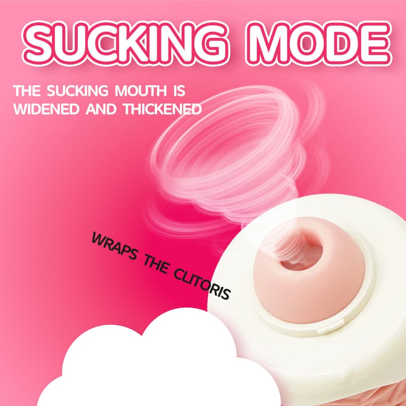 Peachy Bunny Ice Cream Cone Clitoral Suction Heating Vibrator