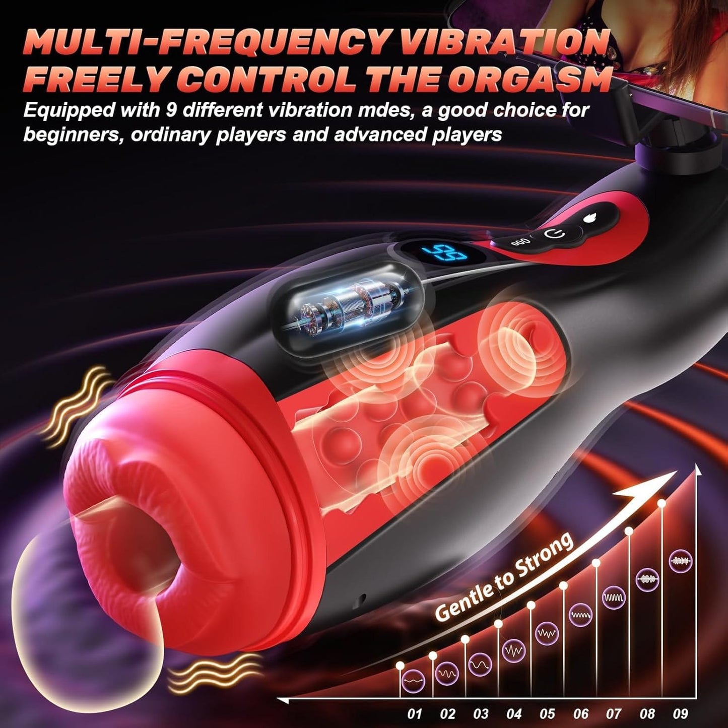 Nebula 9 Sucking Vibration Heating Male Stroker with Phone Holder