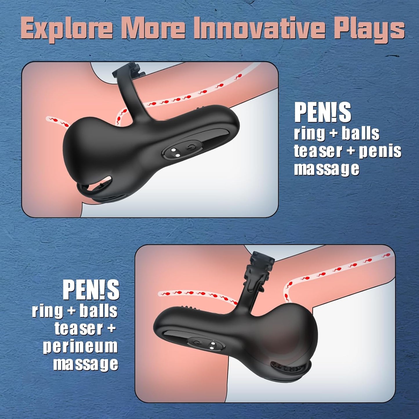 3 In 1 Vibrating Adjustable Penis Ring Vibrator