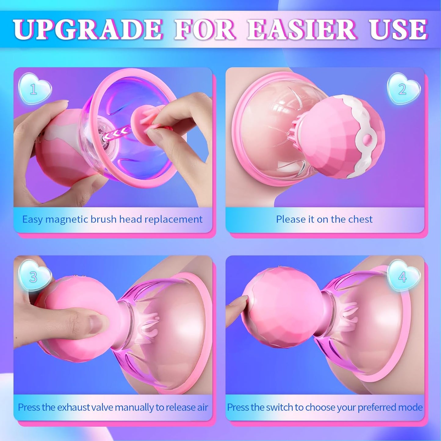 Nipple Rotation Vibrator Breast Suckers Massager for Women (A Pair)