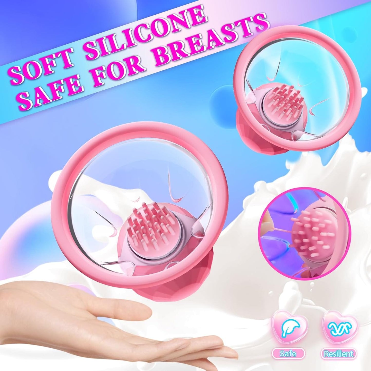 Nipple Rotation Vibrator Breast Suckers Massager for Women (A Pair)