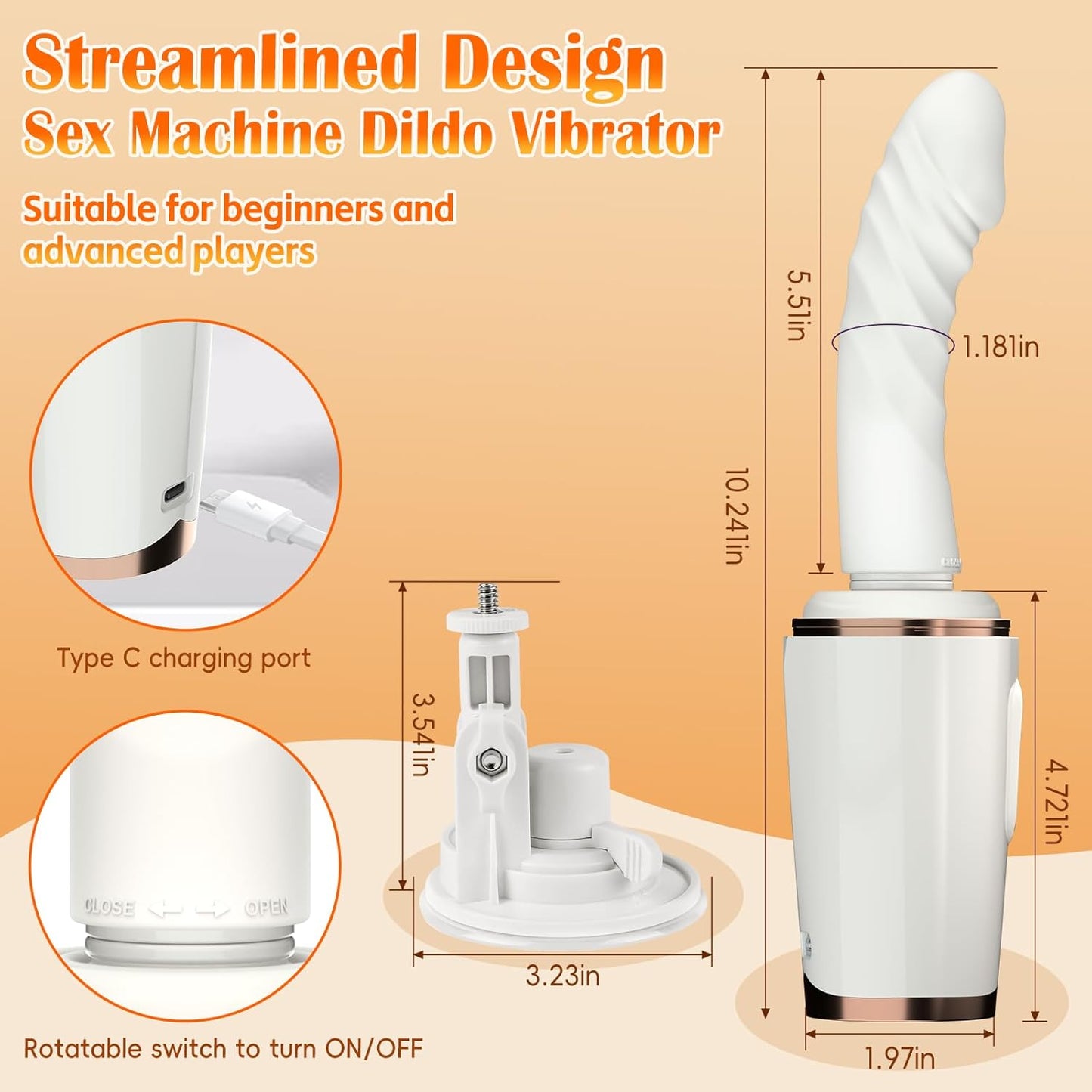 Honey 7 Thrusting Heating Sex Machine Vibrator with Sucker