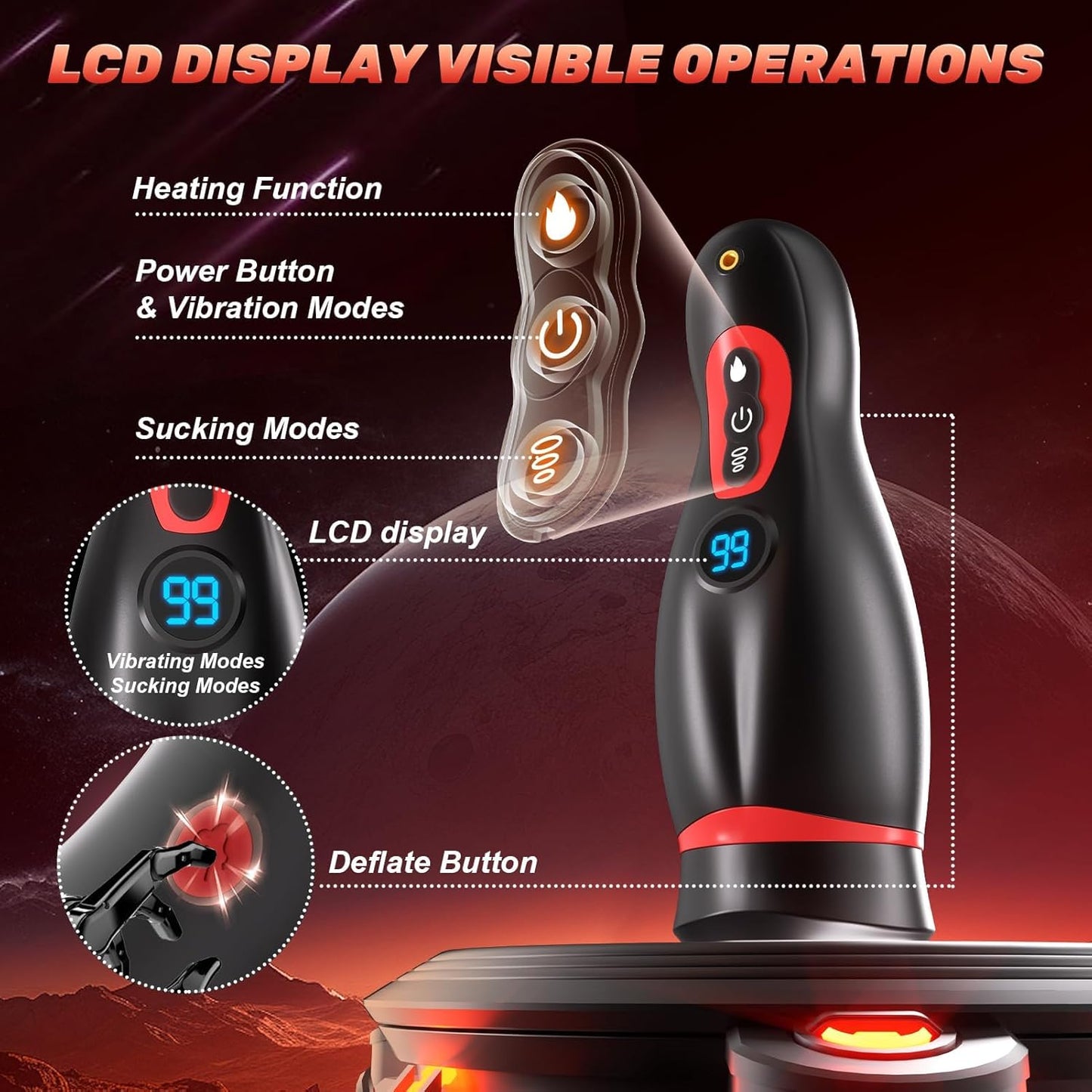 Nebula 9 Sucking Vibration Heating Male Stroker with Phone Holder