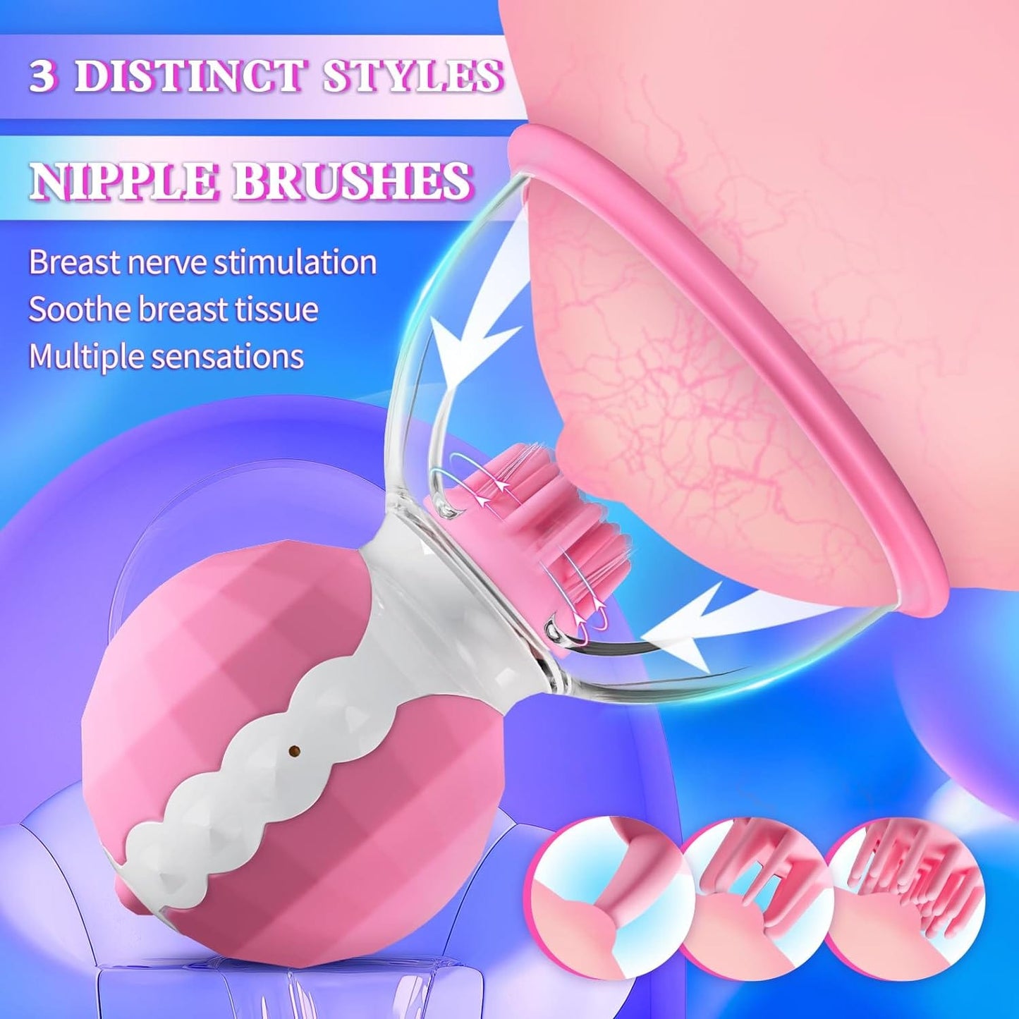 Nipple Rotation Vibrator Breast Suckers Massager for Women (A Pair)