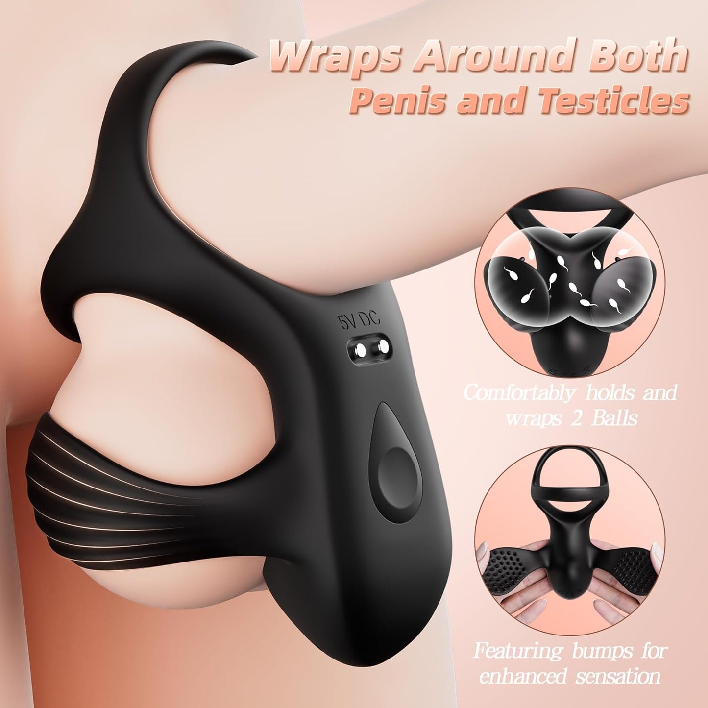 Vibrating Cock Ring with Ball Wrap