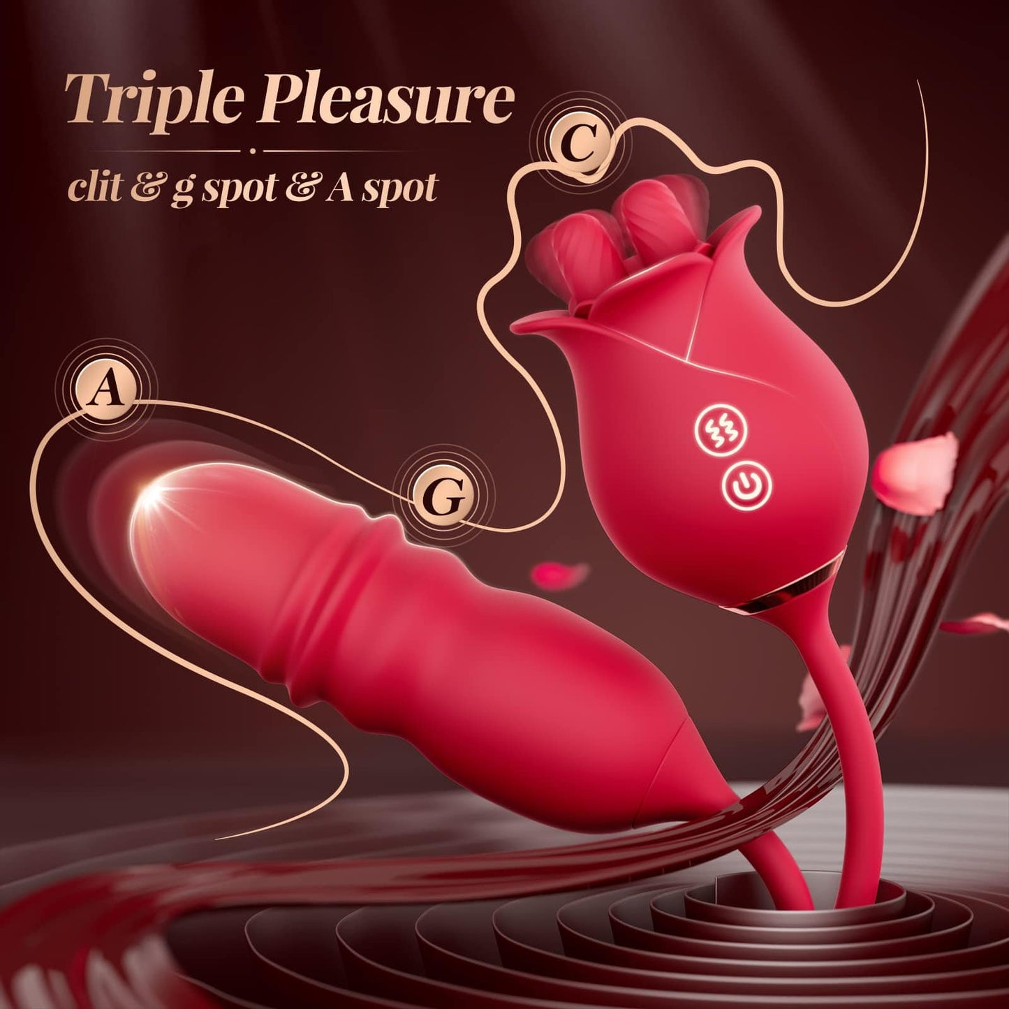 Rose Romeo Dual Tongue Rose Adult Toys Vibrators 10 Licking Thrust