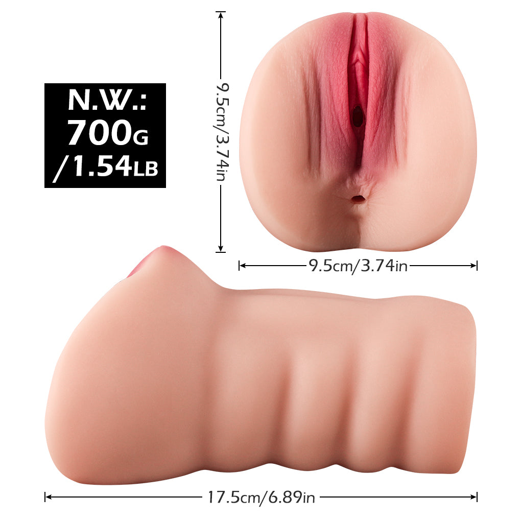 1.54ポンド アジアンスタイル 2-in-1 膣とタイトな肛門ストローカー ポケットプッシー