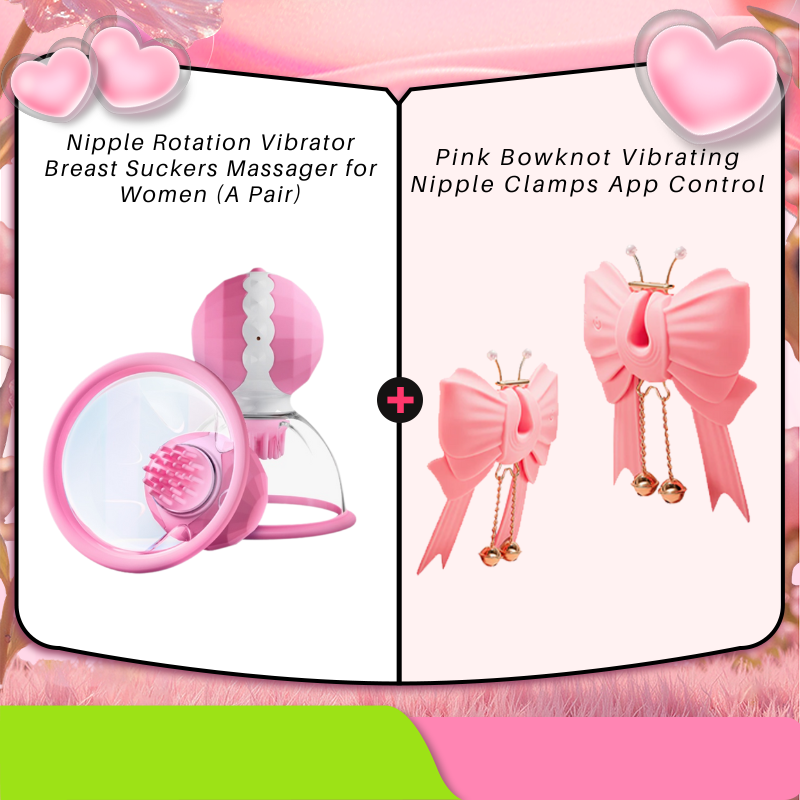 Nipple Rotation Vibrator Breast Suckers Massager for Women (A Pair)