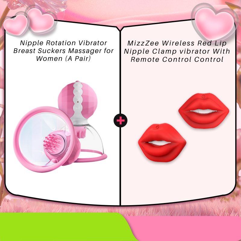 Nipple Rotation Vibrator Breast Suckers Massager for Women (A Pair)