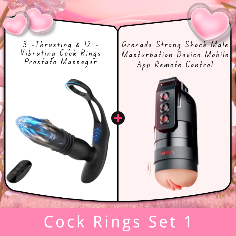 3 -Thrusting & 12 -Vibrating Cock Rings Prostate Massager