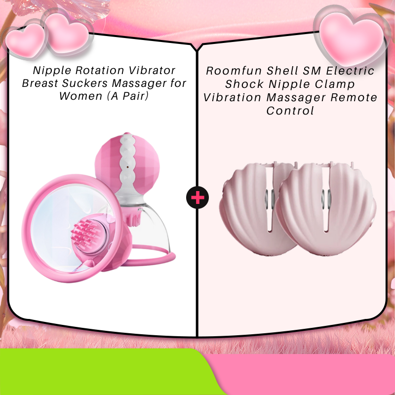 Nipple Rotation Vibrator Breast Suckers Massager for Women (A Pair)