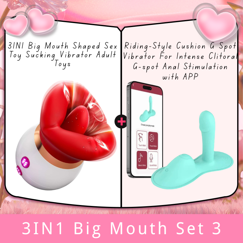 3IN1 Big Mouth Shaped Sex Toy Sucking Vibrator Adult Toys