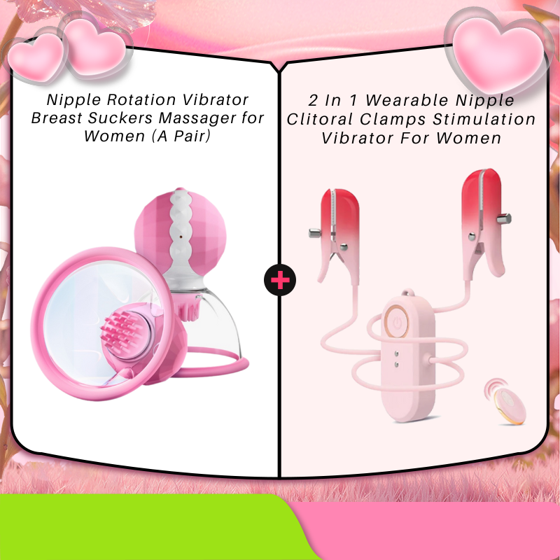Nipple Rotation Vibrator Breast Suckers Massager for Women (A Pair)