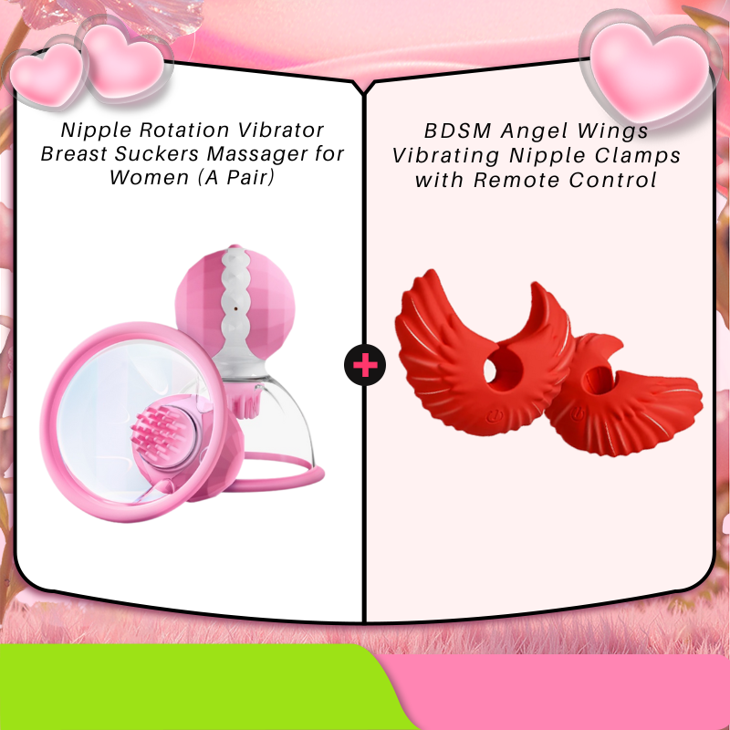 Nipple Rotation Vibrator Breast Suckers Massager for Women (A Pair)