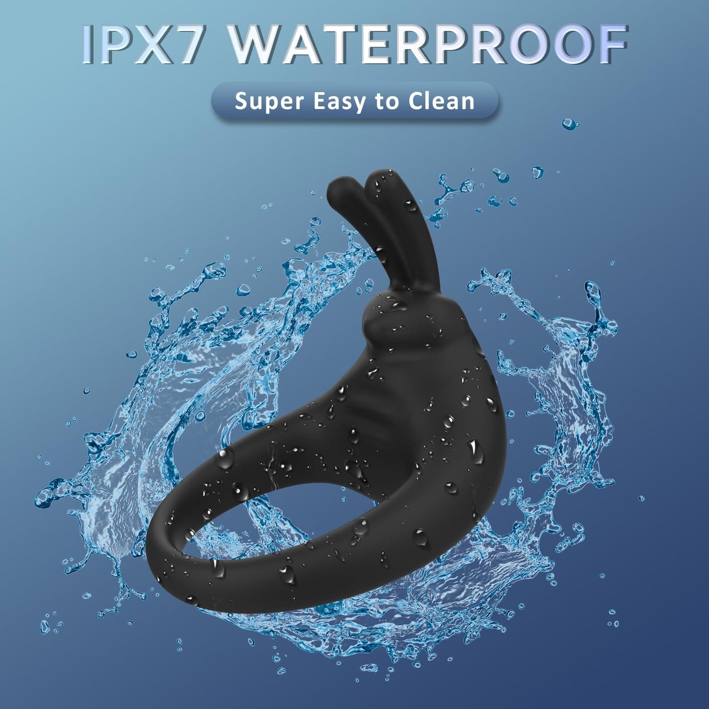 ウサギ型バイブレーター付きコックリング（大人用セックス玩具、クリトリスバイブレーター付き） 