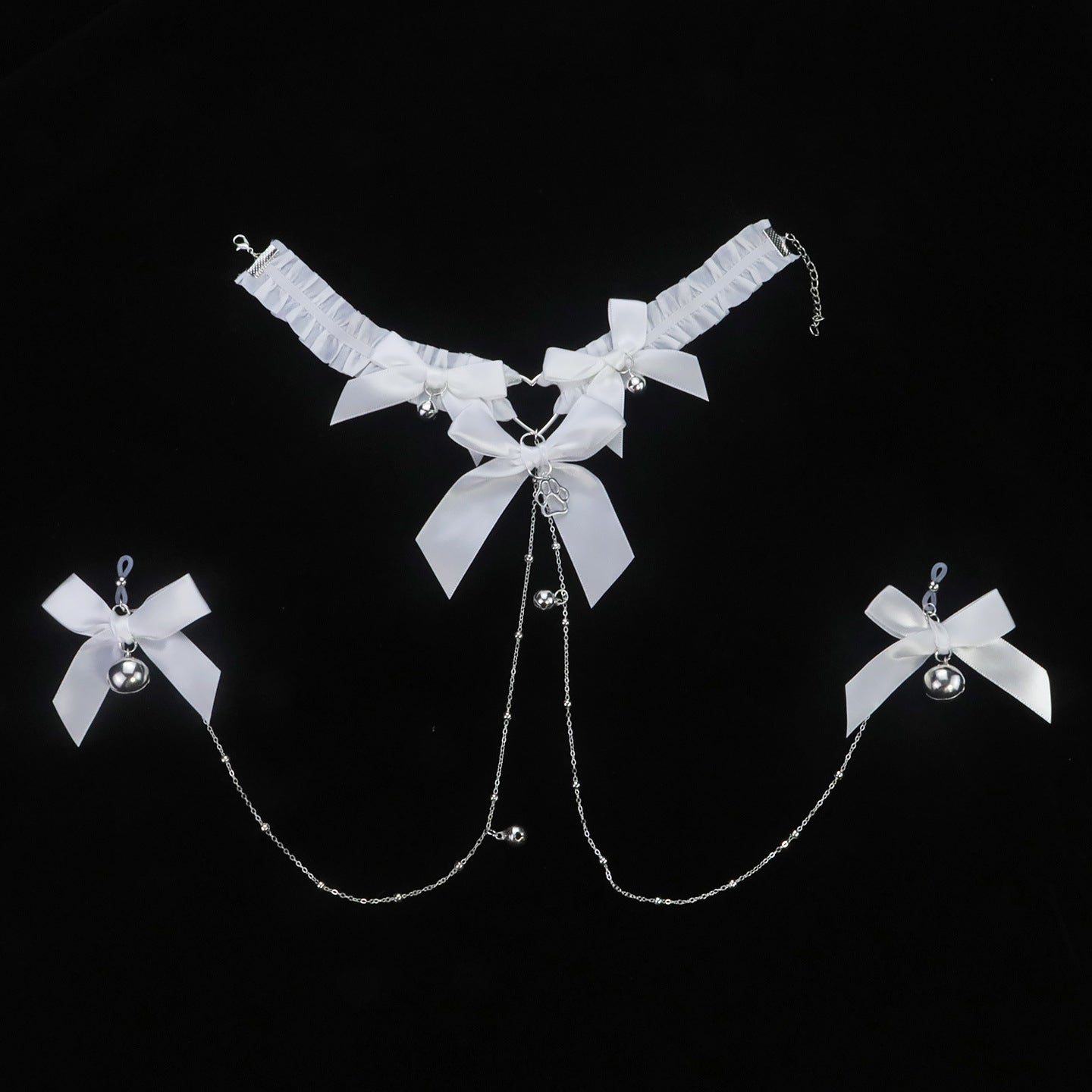 Bow Choker Nipple Clamps Body Chain Set