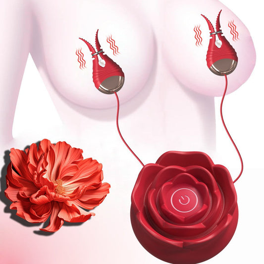 Rose-shaped 10 Vibration Nipple Clamps Set
