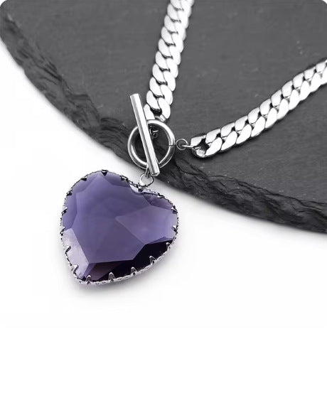 Red Heart Pendant Necklace Choker
