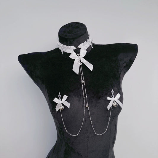Bow Choker Nipple Clamps Body Chain Set
