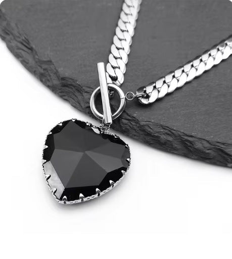 Red Heart Pendant Necklace Choker