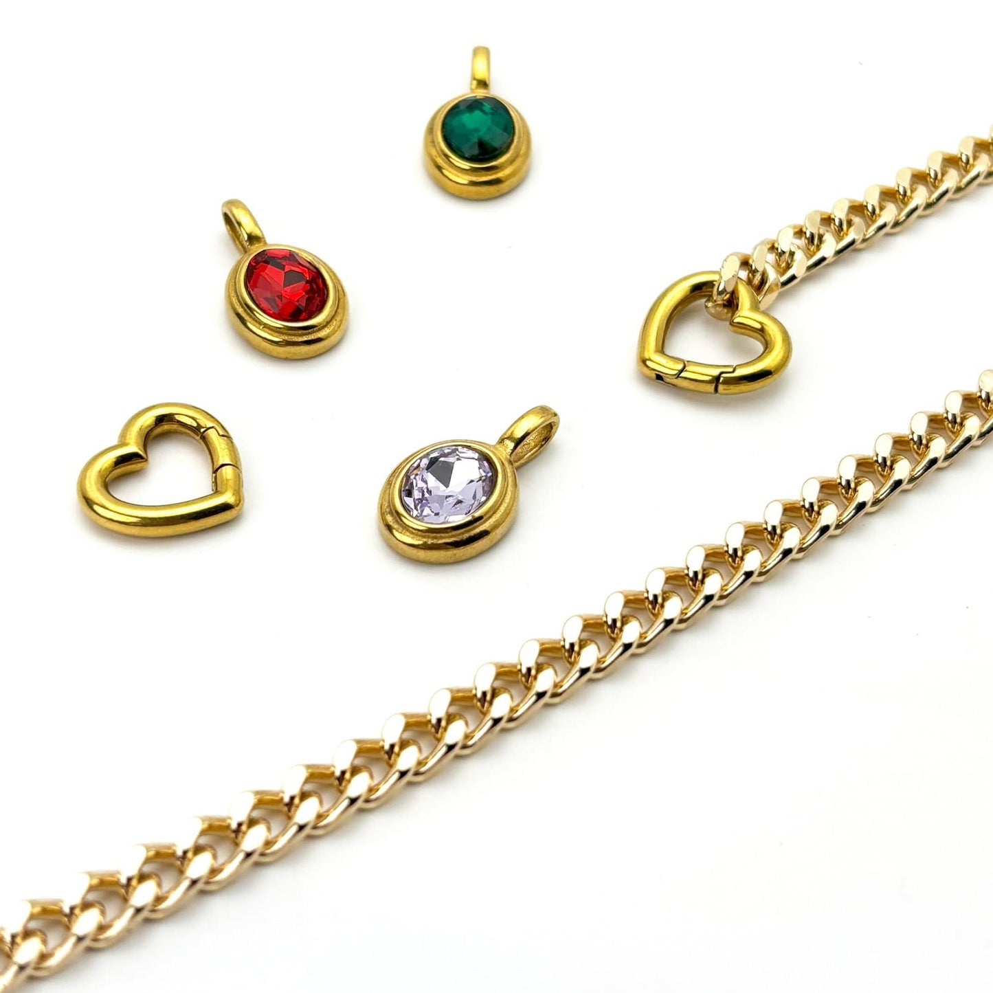 Heart Crystal O-ring Slip Chain