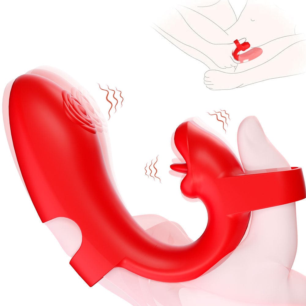 Finger Vibrator Rose Tongue Licking Clitoris G Spot Vibrator