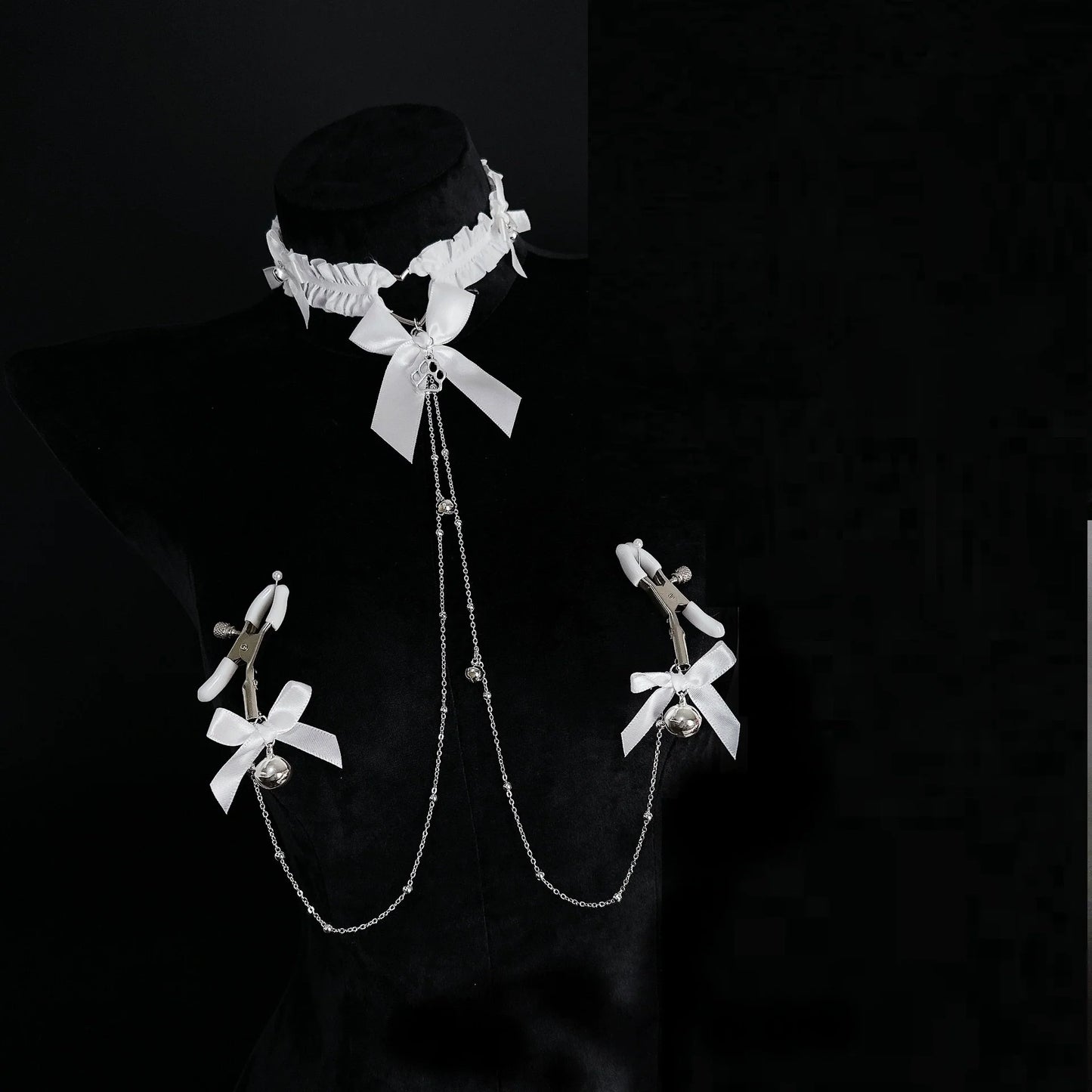 Bow Choker Nipple Clamps Body Chain Set