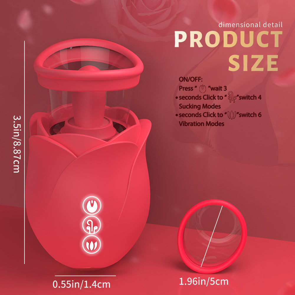 Vortex - Purple Rose Sucking Licking Vibrator With Detachable Cup
