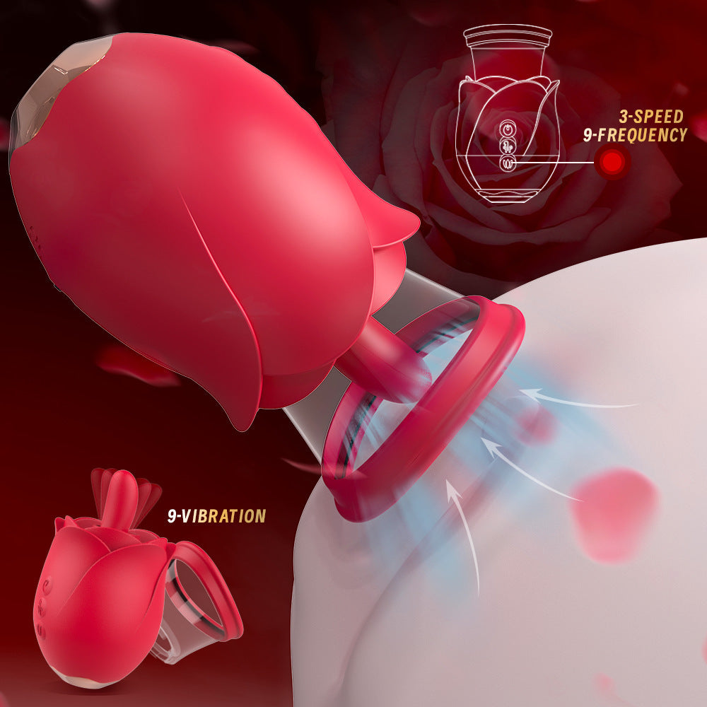 Vortex - Purple Rose Sucking Licking Vibrator With Detachable Cup