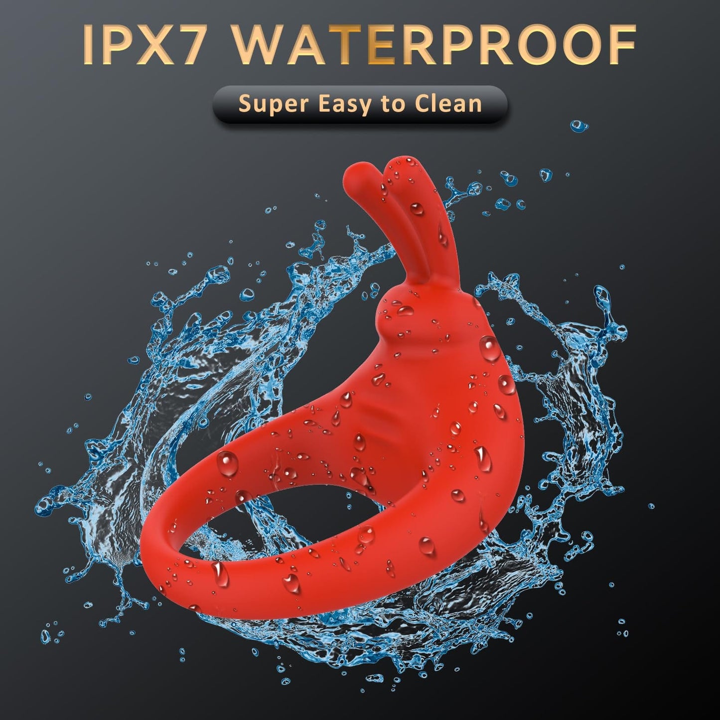 ウサギ型バイブレーター付きコックリング（大人用セックス玩具、クリトリスバイブレーター付き） 