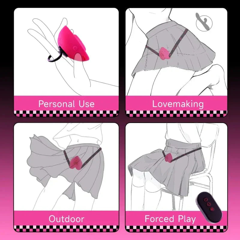 Lockink Pink Love-shaped Wearable Clitoral Suction Vibrator With Remote Control
