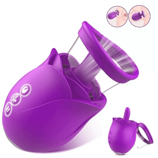 Vortex - Purple Rose Sucking Licking Vibrator With Detachable Cup